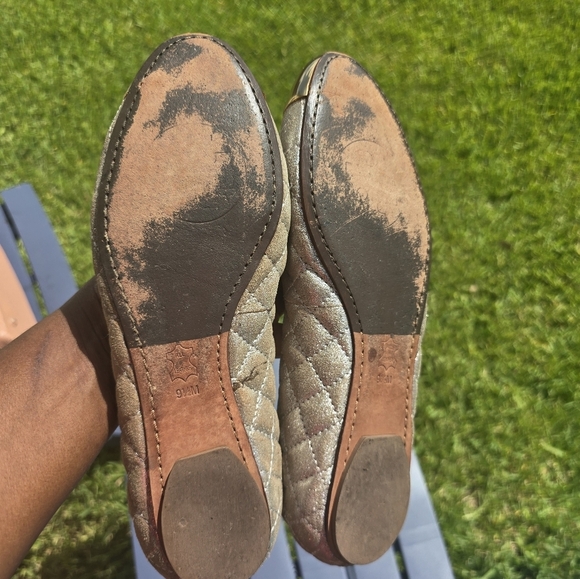 Tory Burch Women's Kaitlin Quilted Metallic Ballet Flats Size  9.5M Gold - Picture 12 of 15